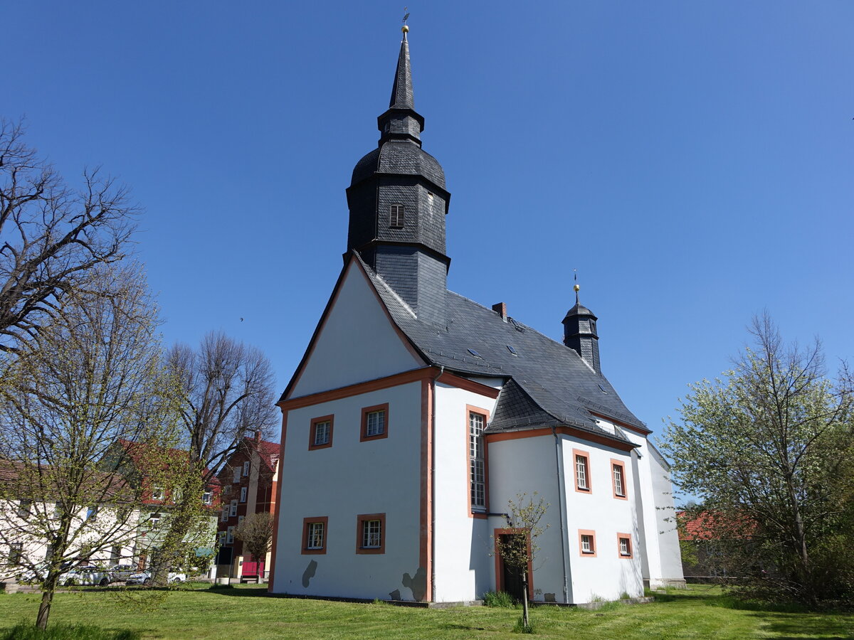 Crossen an der Elster, evangelische St. Michaelis Kirche, erbaut ab 1320 (30.04.2023)