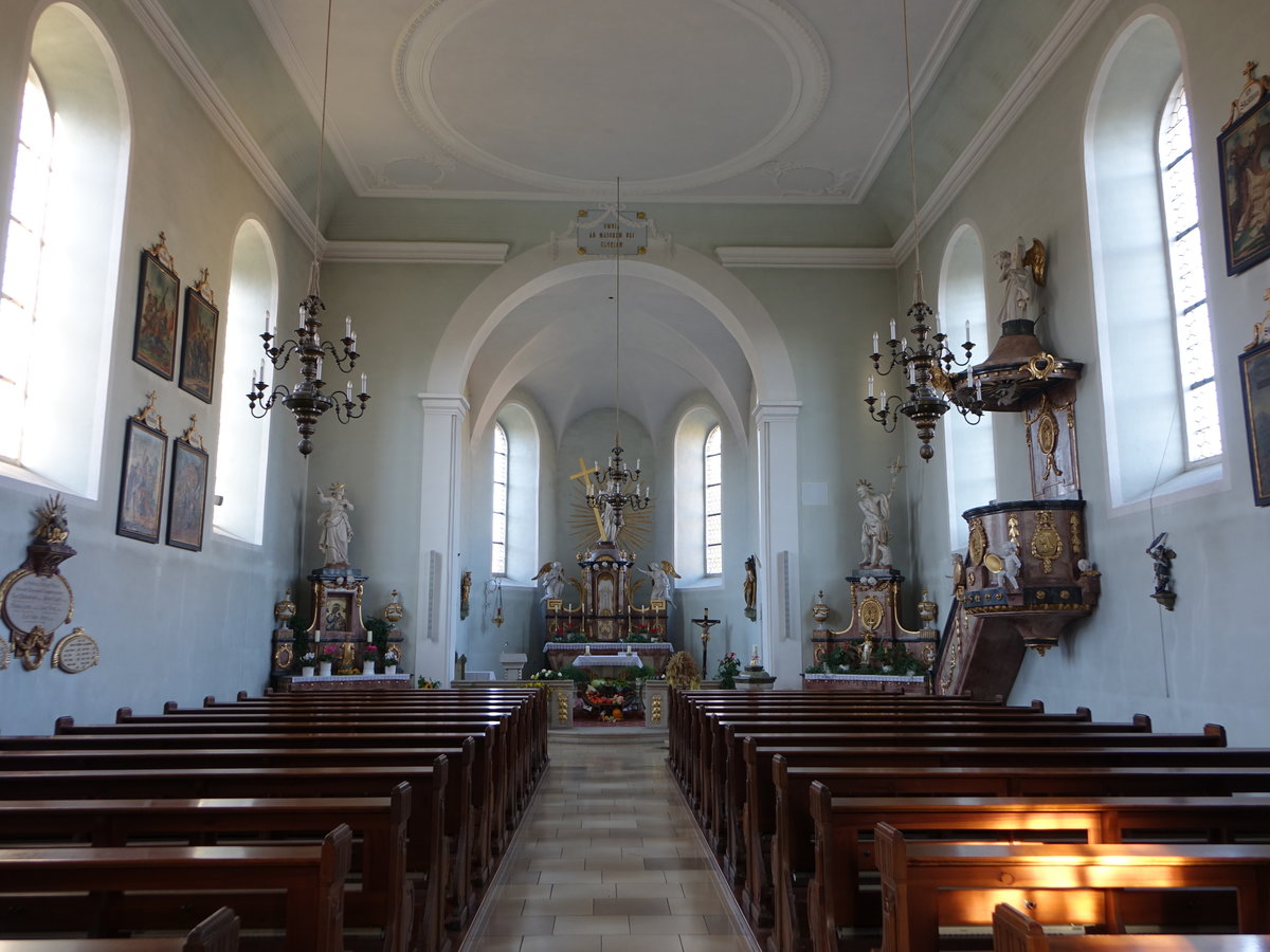 Dampfach, klassizistischer Innenraum der kath. Pfarrkirche St. Andreas (14.10.2018)