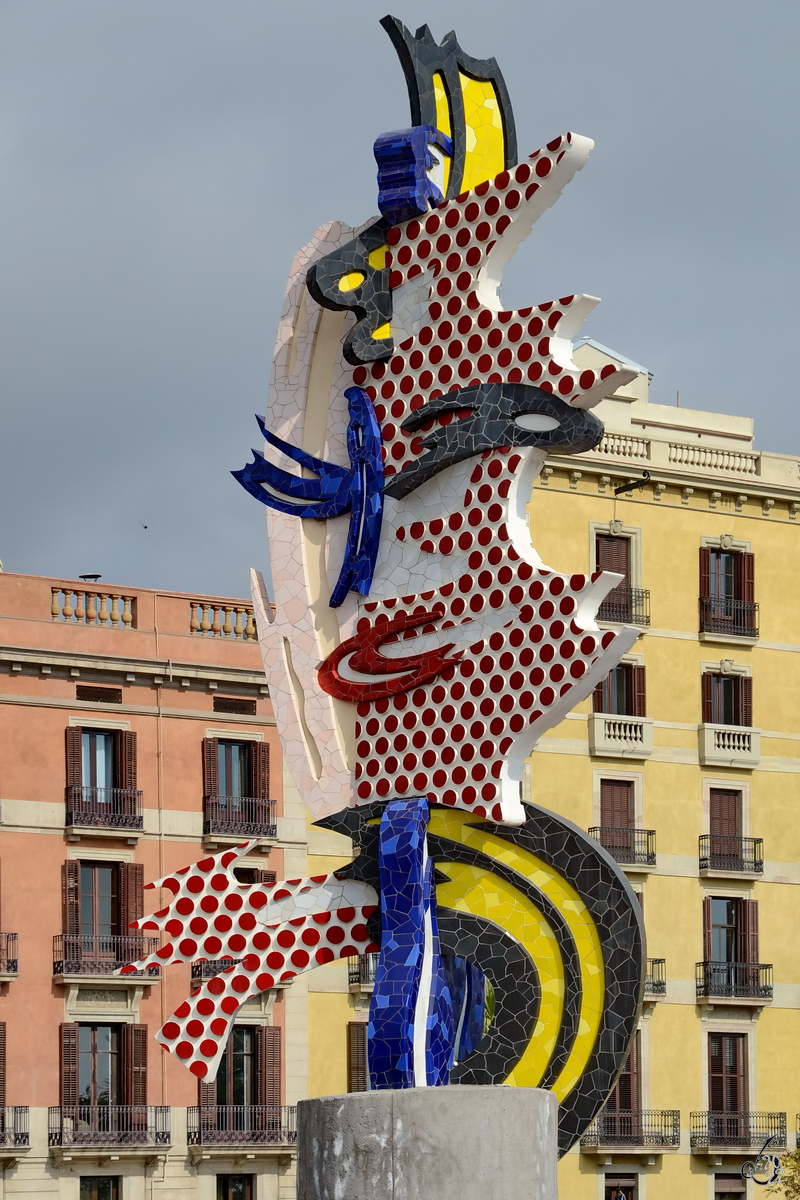  Das Gesicht von Barcelona  (La Cara de Barcelona) ist eine 15 Meter groe Monumental-Skulptur in Barcelona. (Februar 2012)