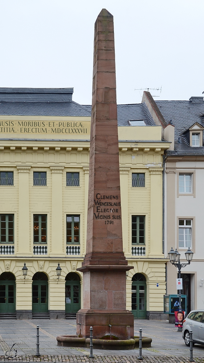 Der Clemensbrunnen stand ursprnglich auf dem Clemensplatz und war an die erste kurfrstliche Wasserleitung angeschlossen. (Koblenz, September 2013)