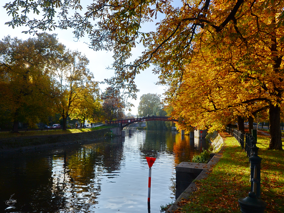 Der Hiroshimasteg ber den Landwehrkanal im Berliner Ortsteil Tiergarten. (Oktober 2013)