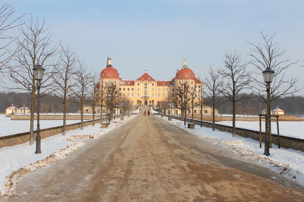Der Weg zum Schloss Moritzburg. 30.01.2014