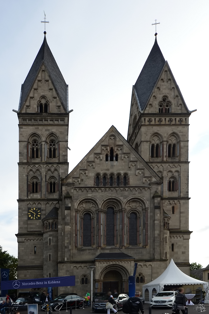 Die von 1900 bis 1903 errichtete Herz-Jesu-Kirche gehrt zu den bedeutendsten neuromanischen Sakralbauten in Deutschland. (Koblenz, September 2013)