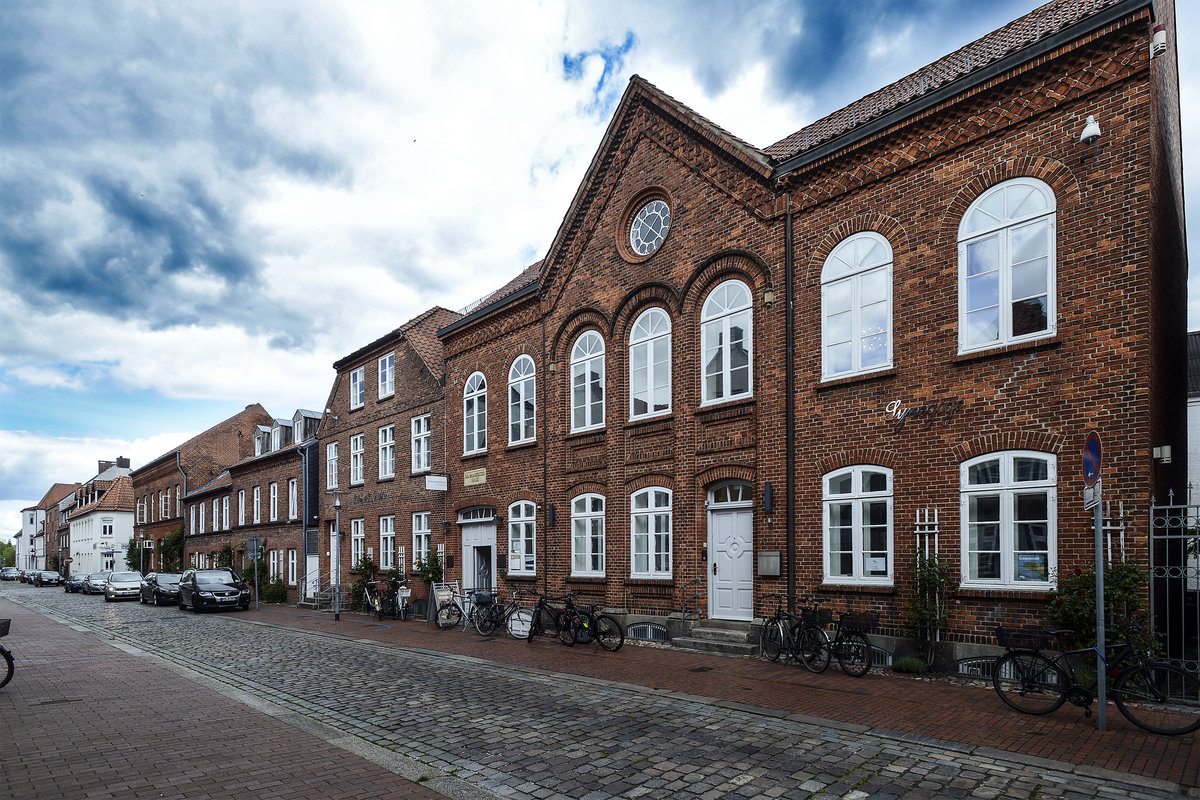 Die Fassade des Jdischen Museum im Dr.-Bamberger-Haus i Rendsburg. Das Museum liegt im Stadtteil Neuwerk. Aufnahme: 28. Mai 2019.