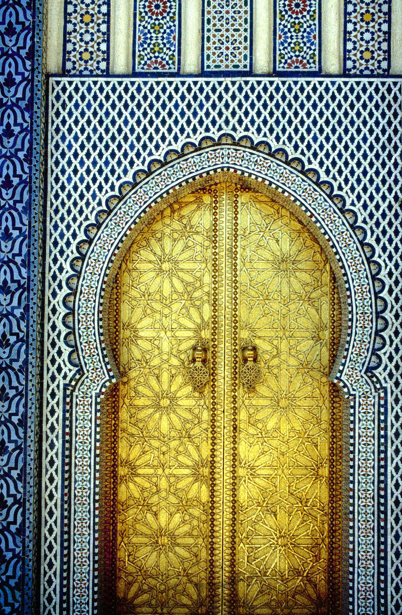 Die goldene Tr im Knigspalast Dar El Machzen in Fs. Bild vom Dia. Aufnahme: November 1996.