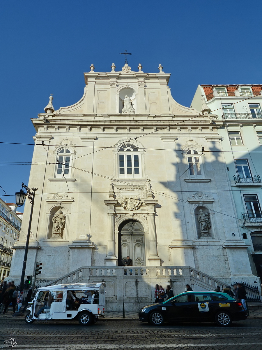 Die Kirche Unserer Lieben Frau von Loreto (Igreja Nossa Senhora do Loreto) wurde bei einem Erdbeben stark beschdigt und 1785 wieder aufgebaut. (Lissabon, Januar 2017)