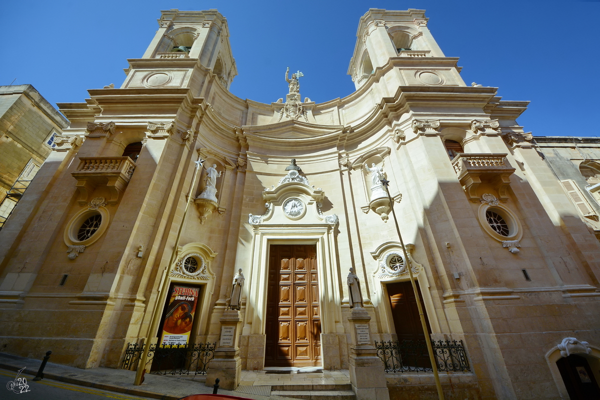 Die sptbarocke Basilika St. Dominikus (Il-Bażilika ta ’San Duminku) in Valletta wurde im 18. Jahrhundert erbaut. (Oktober 2017)