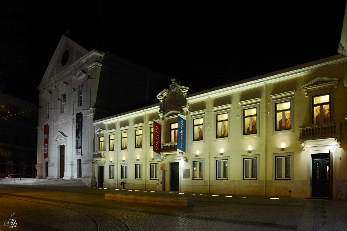 Dieses Museum (Museu de So Roque) mit einer umfangreichen Sammlung portugiesischer Sakralkunstbefindet sich direkt neben der barocken Igreja de So Roque. (Lissabon, Januar 2017)