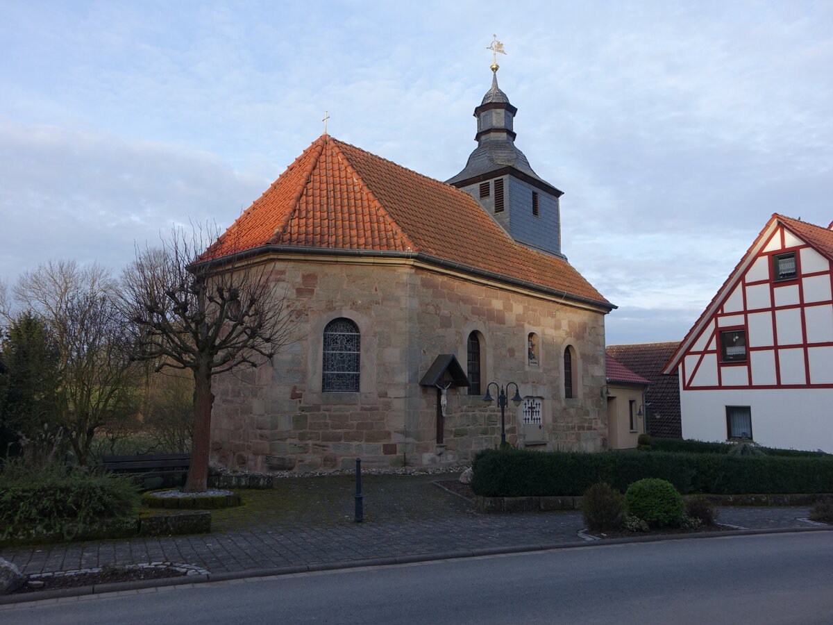Dieterode, kath. Pfarrkirche St. Georg, erbaut 1785 (18.03.2024)