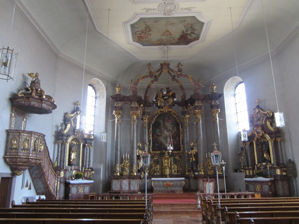 Dirmstein, barocke Altre und Kanzel in der St. Laurentius Kirche (08.06.2014)
