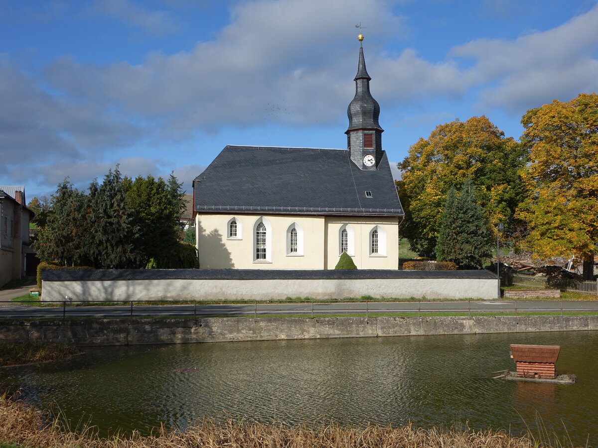Dragensdorf, evangelische St. Katharinen Kirche, erbaut bis 1684 (19.10.2022)