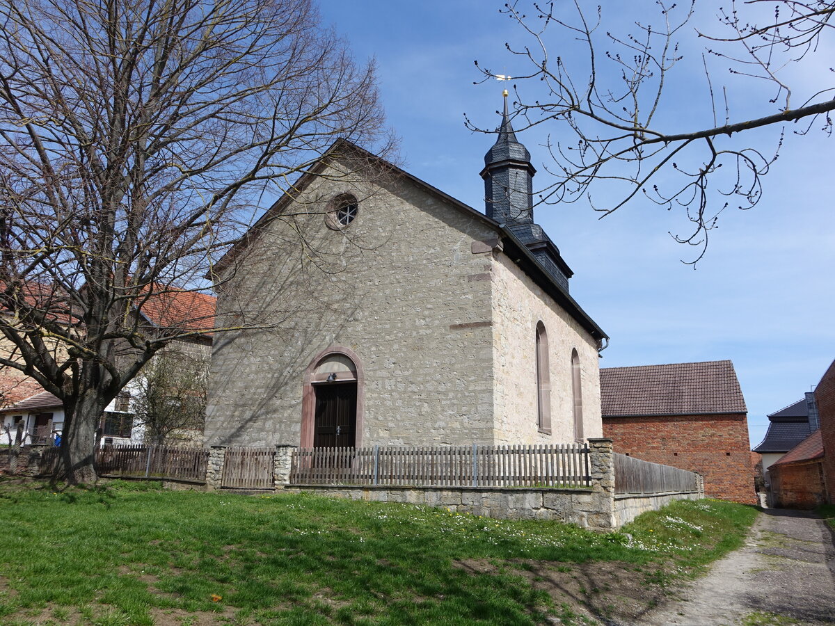 Drnitz, evangelische St. Laurentius Kirche, erbaut 1866 (22.04.2023)