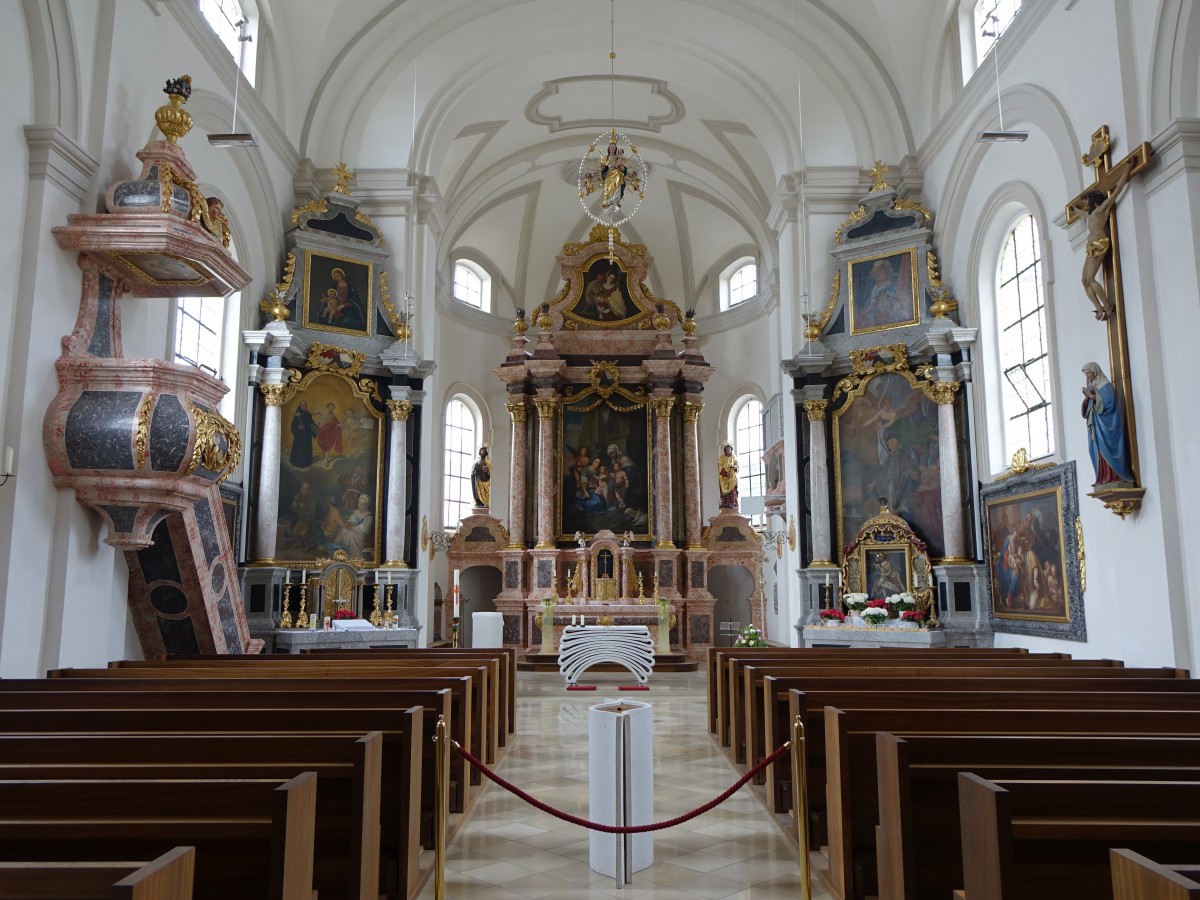 Eching, barocker Innenrau der Pfarrkirche St. Johann Baptist (23.05.2015)