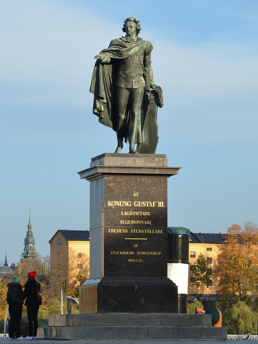 Ein Denkmal fr Gustav III., welcher von 1771 bis 1792 Knig von Schweden war. (Stockholm, Oktober 2011)