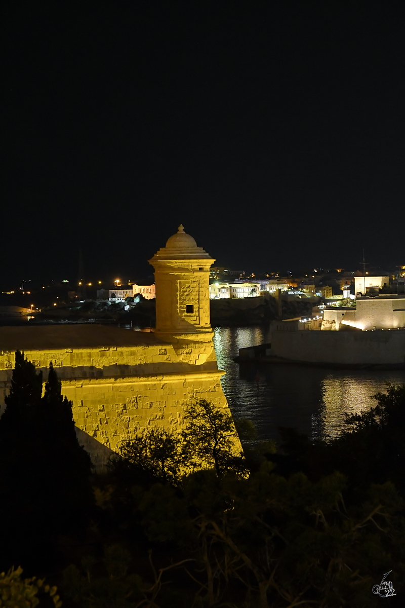 Einer der vielen Festungstrme auf Malta. (Valletta, Oktober 2017)