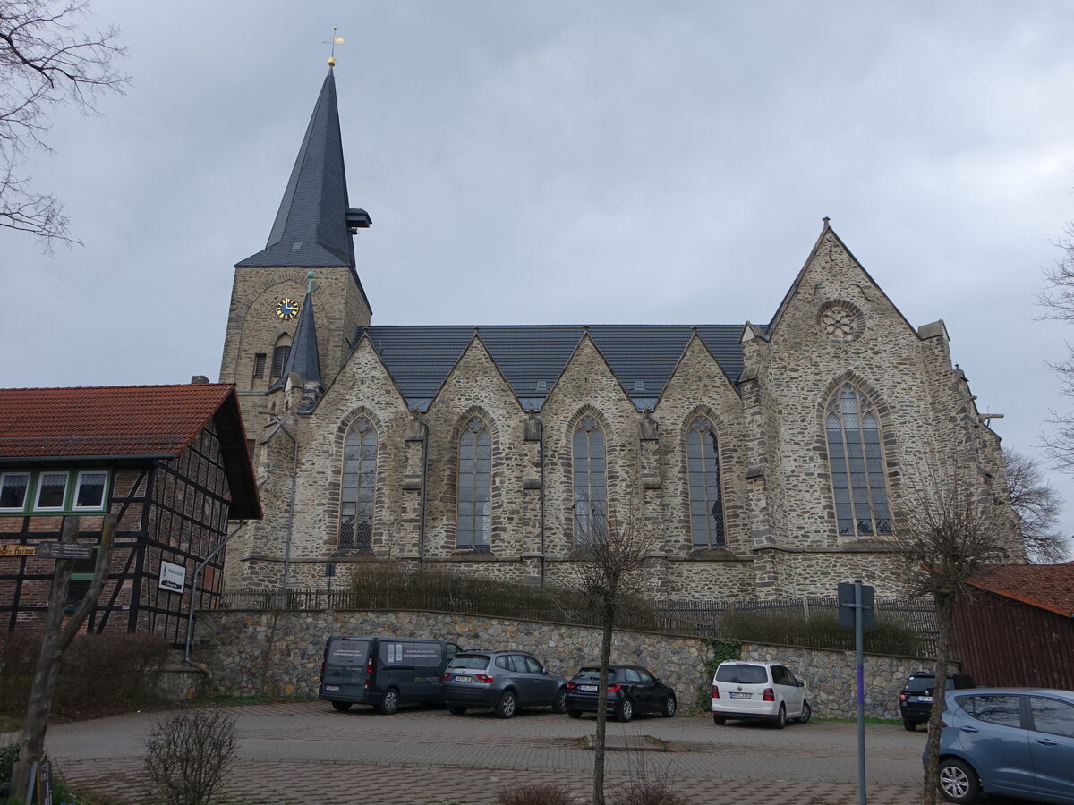 Elbingerode, evangelische Stadtkirche St. Jacobi, erbaut bis 1863 durch Conrad Wilhelm Hase (22.03.2024)