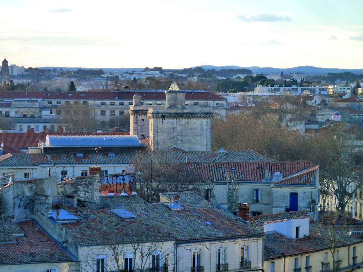 Frankreich, Languedoc, Hrault, Montpellier von der Terrasse auf dem Dach des Kongresszentrums  le Corum  aus gesehen. 01.03.2014