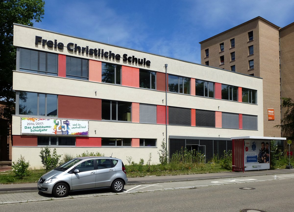 Freiburg, Freie Christliche Schule im Stadteil Landwasser, Juli 2017