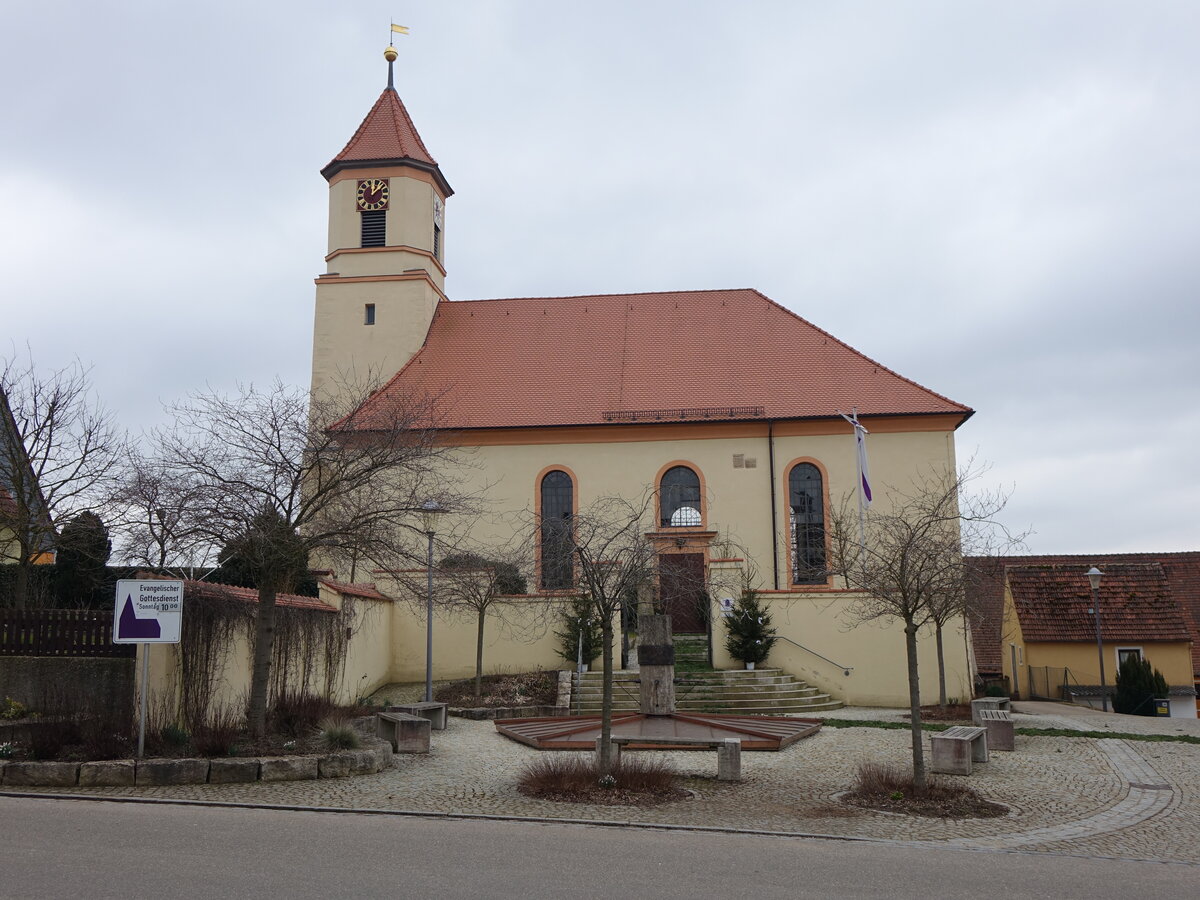 Frnheim, evangelische St. Nikolaus Kirche, erbaut von 1817 bis 1820 (13.03.2016)