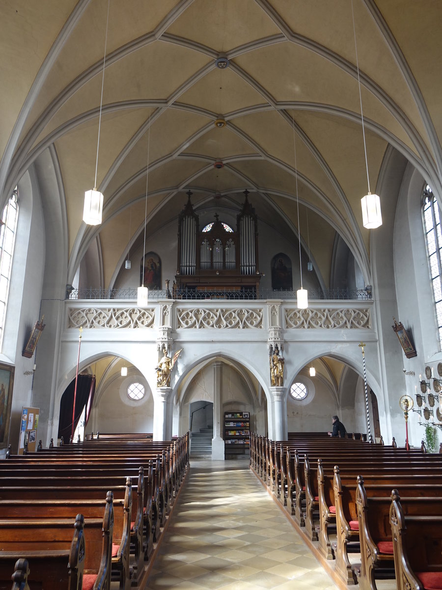 Gammelsdorf, Orgelempore der neugotischen St. Vitus Kirche (20.03.2016)