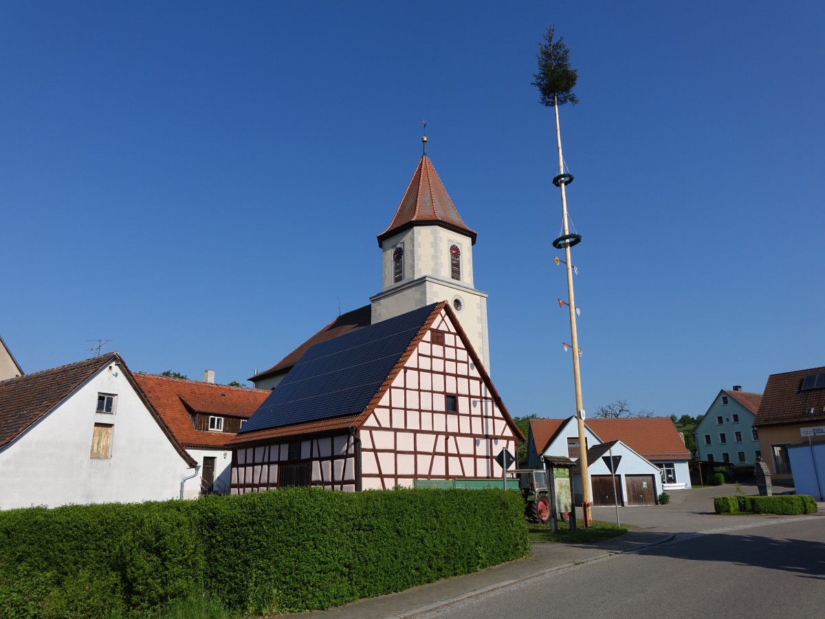 Gastenfelden, Ev. St. Maria Magdalena Kirche, Markgrafenkirche mit Ostturm, Langhaus erbaut von 1793 bis 1794 (14.05.2015)