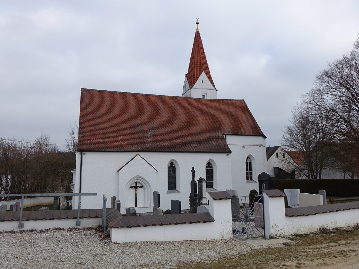 Gelbersdorf, Pfarrkirche St. Georg, sptgotischer Saalbau aus dem 15. Jahrhundert (20.03.2016)