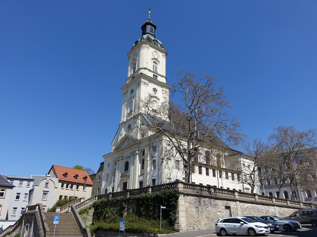 Gera, evangelische St. Salvator Kirche, erbaut von 1717 bis 1720 durch den kurschsischen Landesbaumeisters David Schatz (30.04.2023)