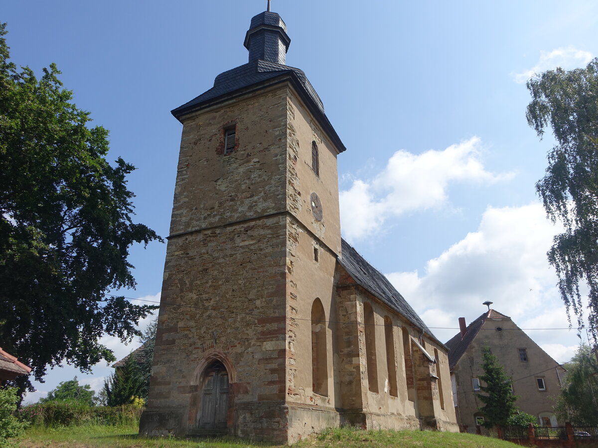 Gdern, evangelische Kirche mit Westturm, erbaut 1507 (24.06.2023)