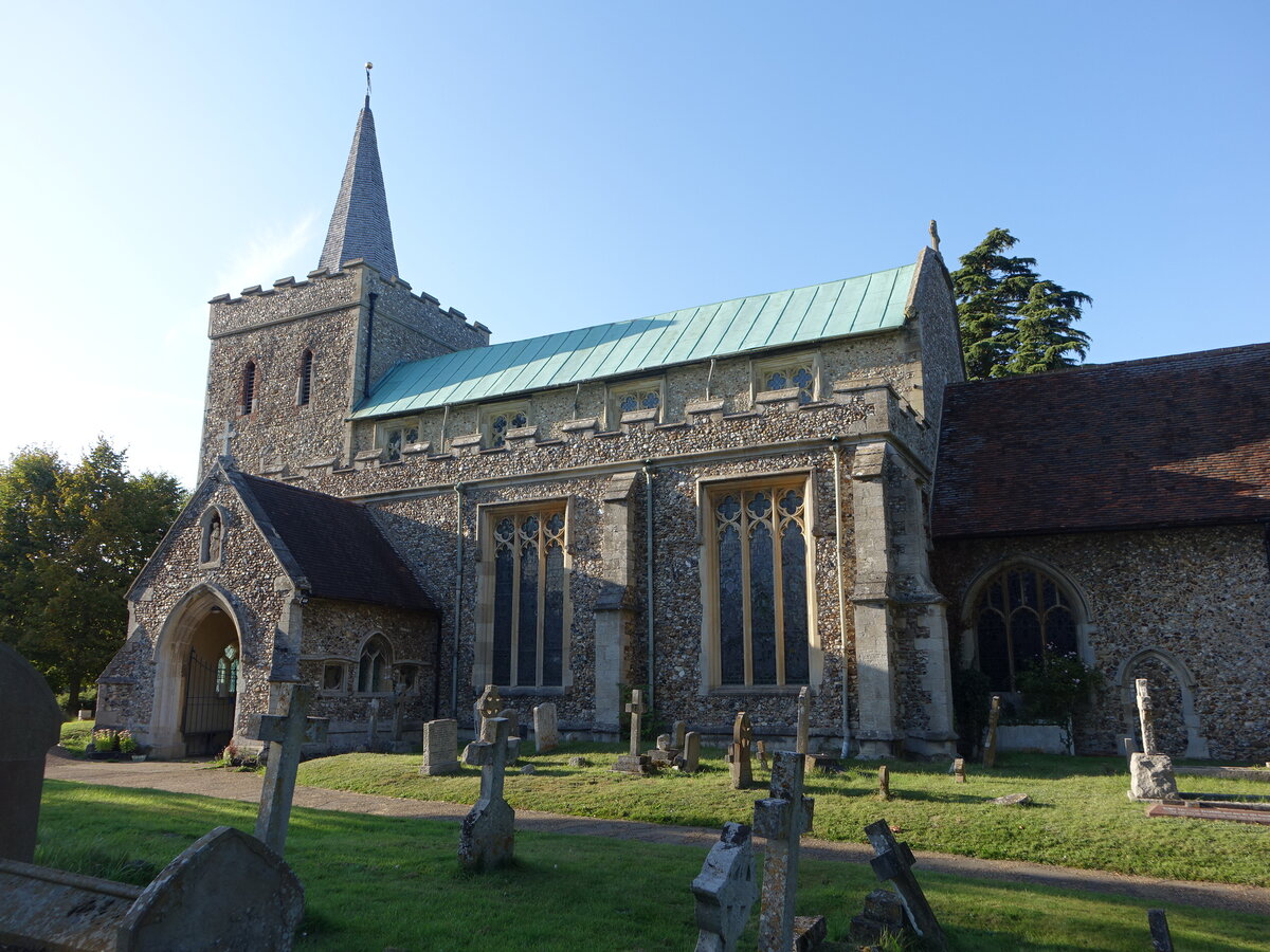 Great Bardfield, Pfarrkirche St. Mary, erbaut im 12. Jahrhundert (07.09.2023)
