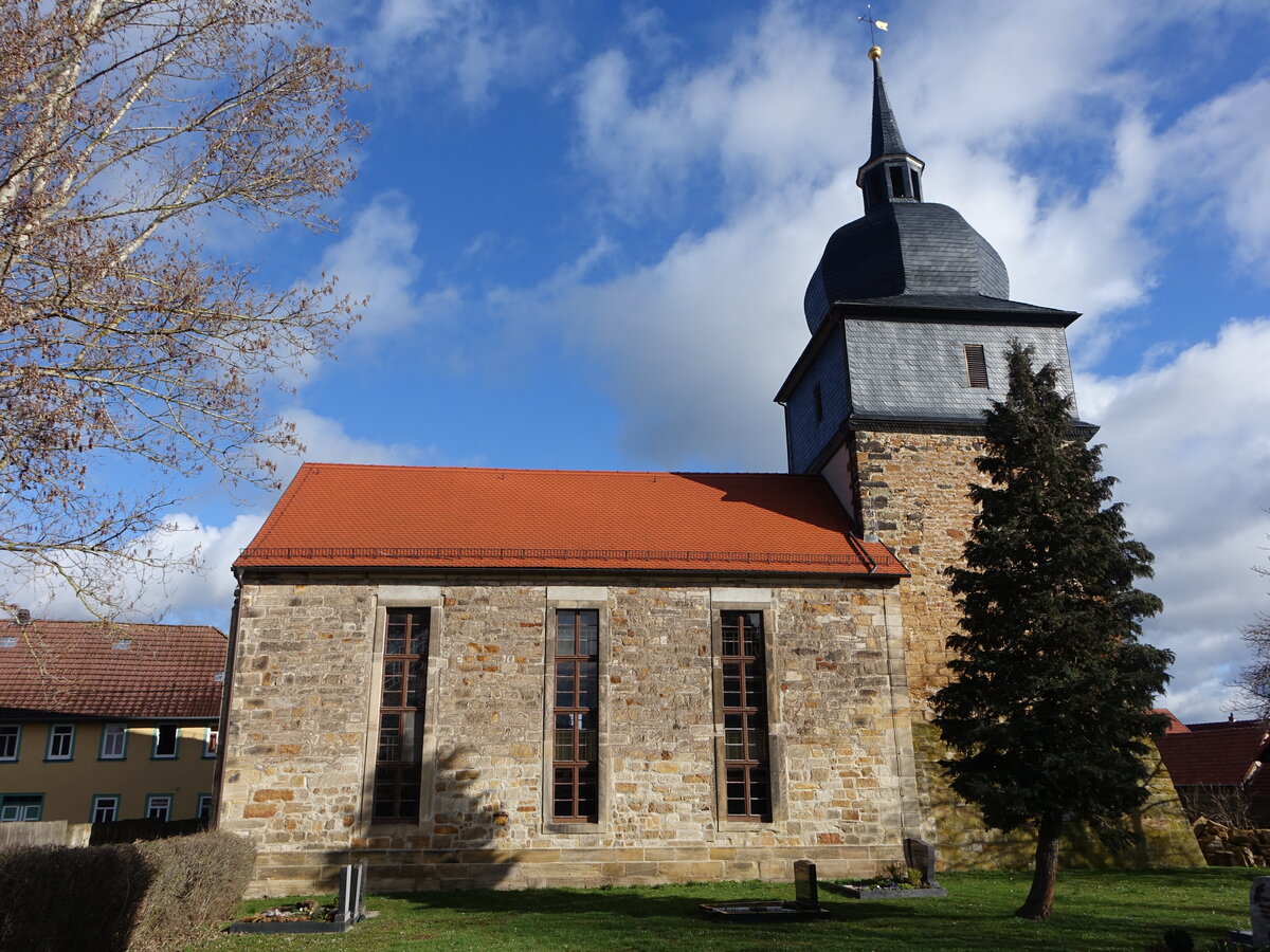 Grorettbach, evangelische St. Gotthard Kirche, erbaut 1821 (25.03.2023)