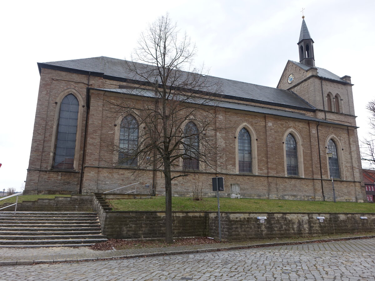 Hasselfelde, evangelische St. Antonius Kirche, erbaut 1851 (22.03.2024)