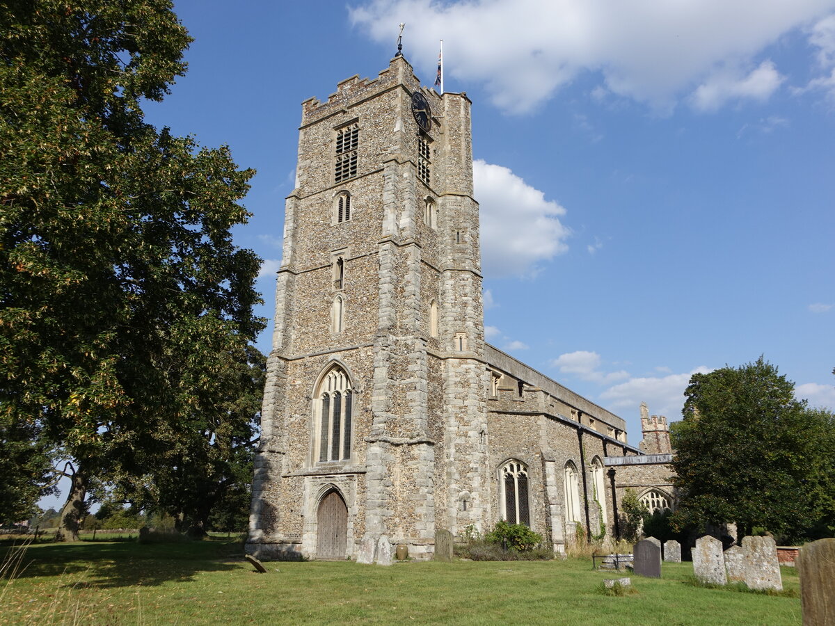 Hatfield Broad Oak, Pfarrkirche St. Mary, erbaut im 14. Jahrhundert (09.09.2023)