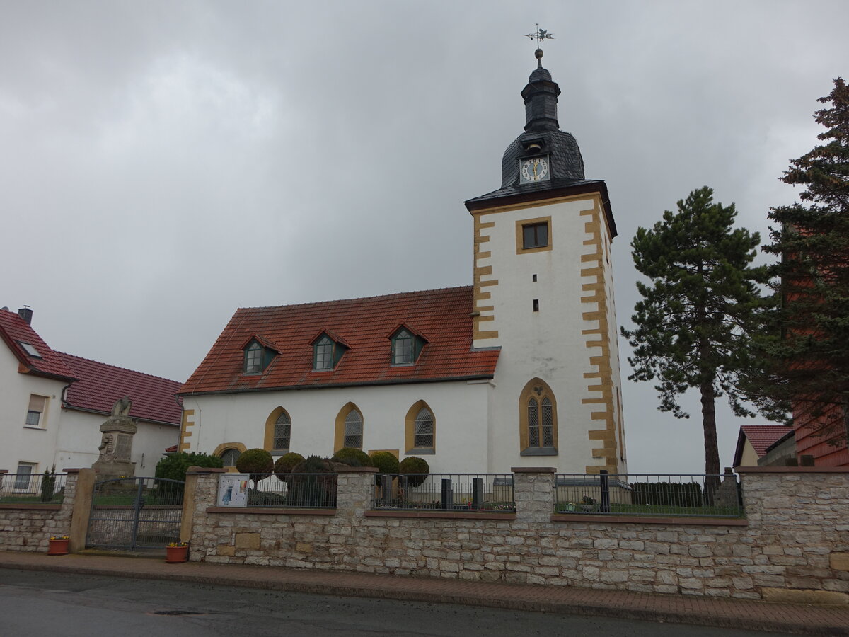 Hausen, evangelische Kirche St. Nicolai, erbaut ab 1148, Langschiff von 1661 (25.03.2023)