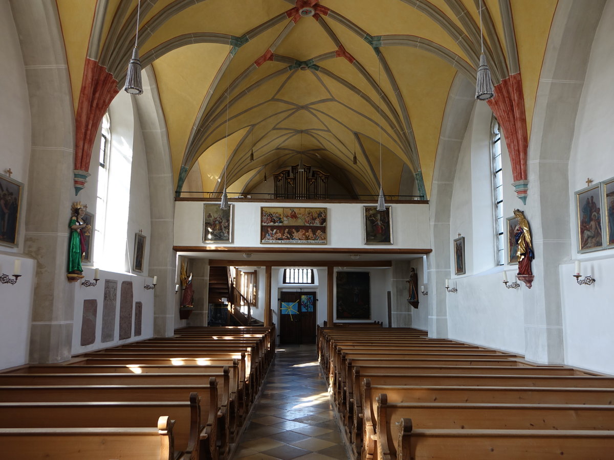 Hochsttt, Orgelempore in der gotischen St. Vitus Kirche (02.04.2017)