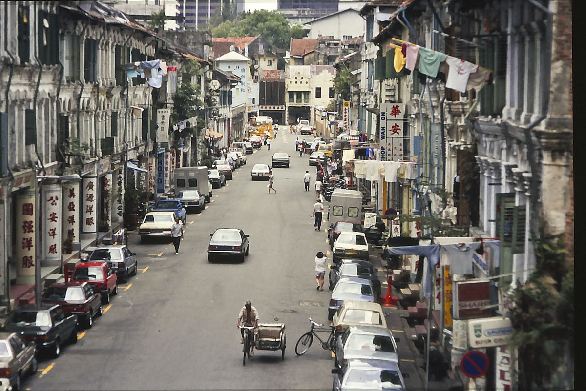 Hock Lam Street in Singapore. Aufnahme: Mrz 1989 (Bild vom Dia).