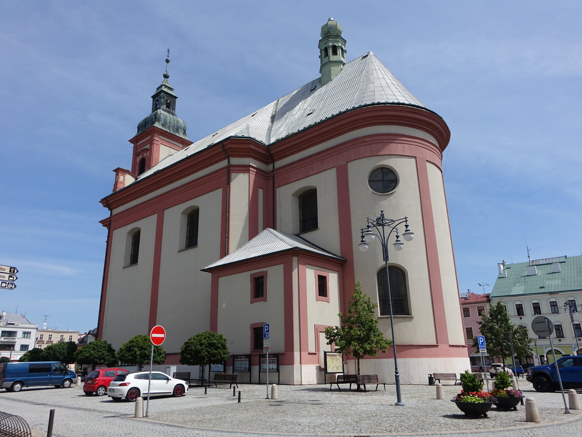 Hranice na Morave / Mhrisch Weikirchen, Pfarrkirche St. Johannes, erbaut von 1754 bis 1763 durch Frantisek Grimm (02.08.2020)