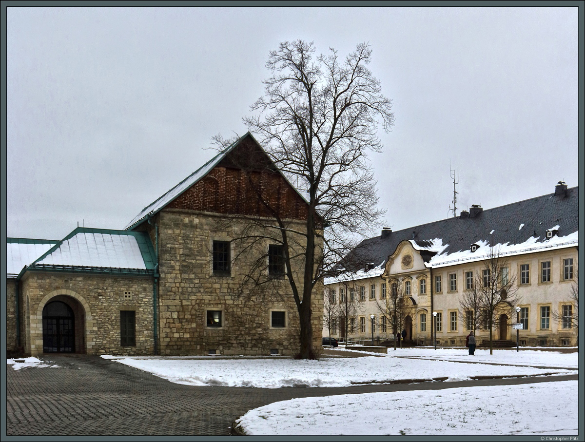 Innenhof des Klosters Huysburg mit dem Gstehaus, das heute fr Tagungen genutzt wird. (Dingelstedt, 10.02.2018)