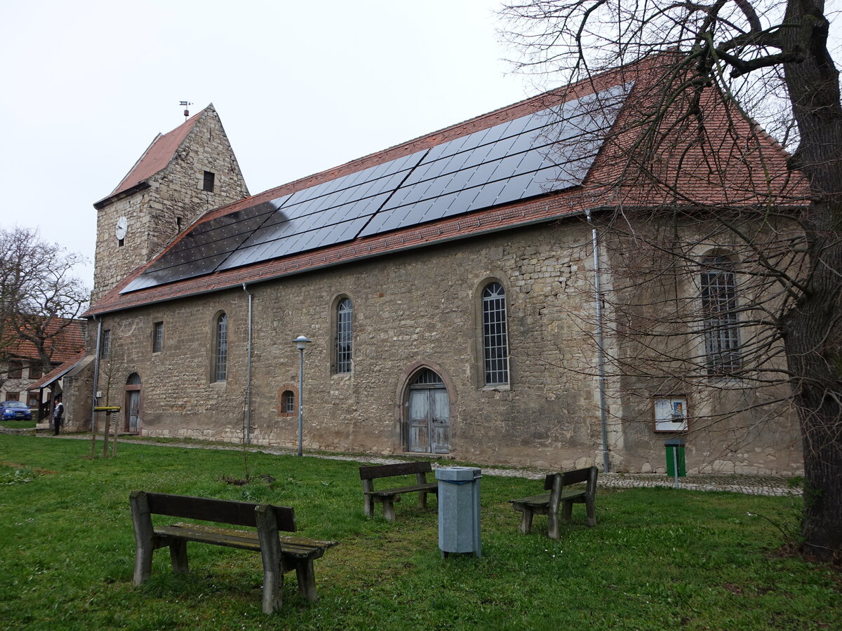 Kannawurf, evangelische Kirche St. Peter und Paul, erbaut im 17. Jahrhundert (08.04.2023)