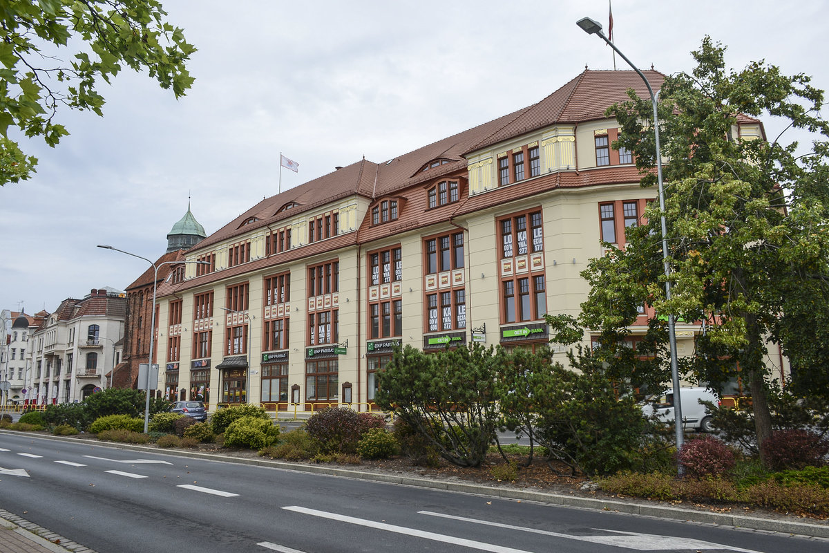 Kaufhaus Słowiniec in Słupsk (Stolp) in Hinterpommern. Aufnahme: 22. August 2020.
