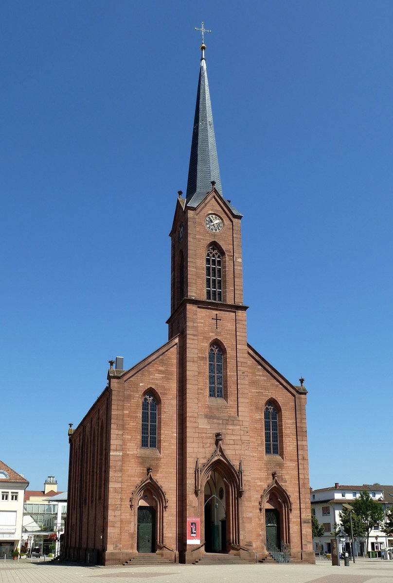 Kehl, die evangelische Friedenskirche von 1874, Aug.2016