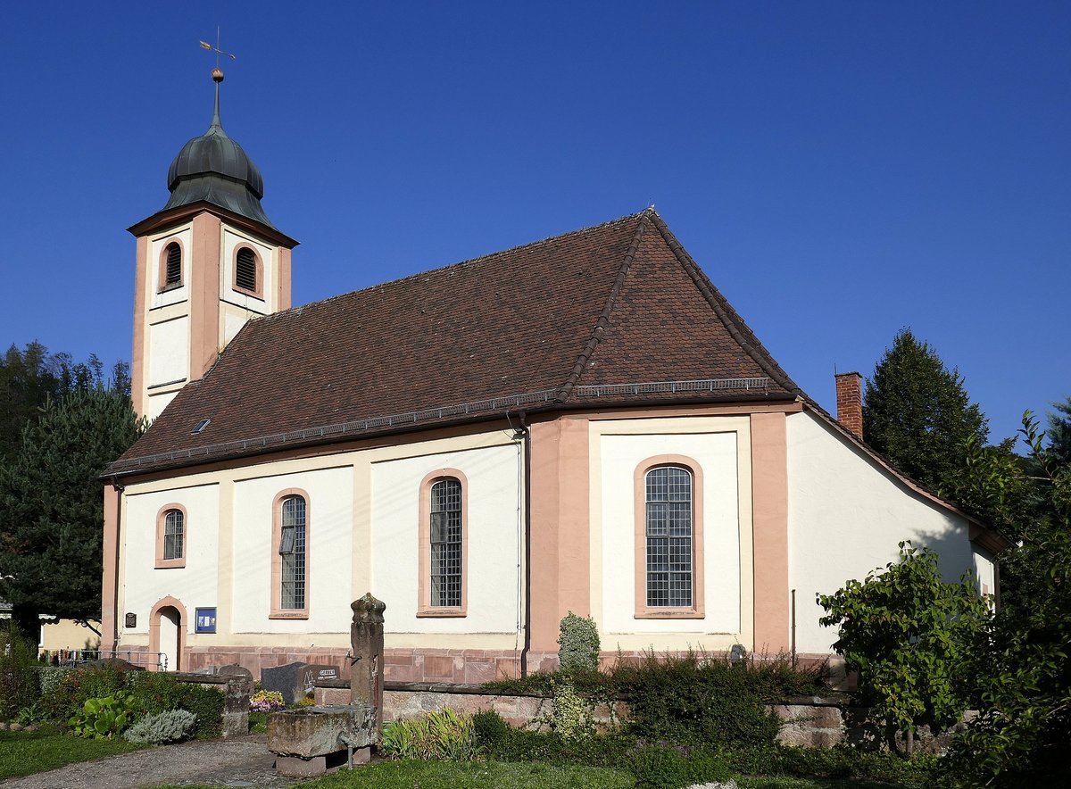 Keppenbach, Ortsteil der Gemeinde Freiamt, die evangelische Kirche, erbaut von 1745-46, Sept.2019