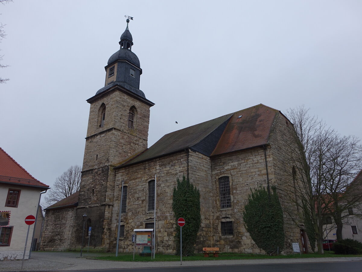 Kindelbrck, evangelische Stadtkirche St. Ulrich, erbaut ab 1440 (08.04.2023)