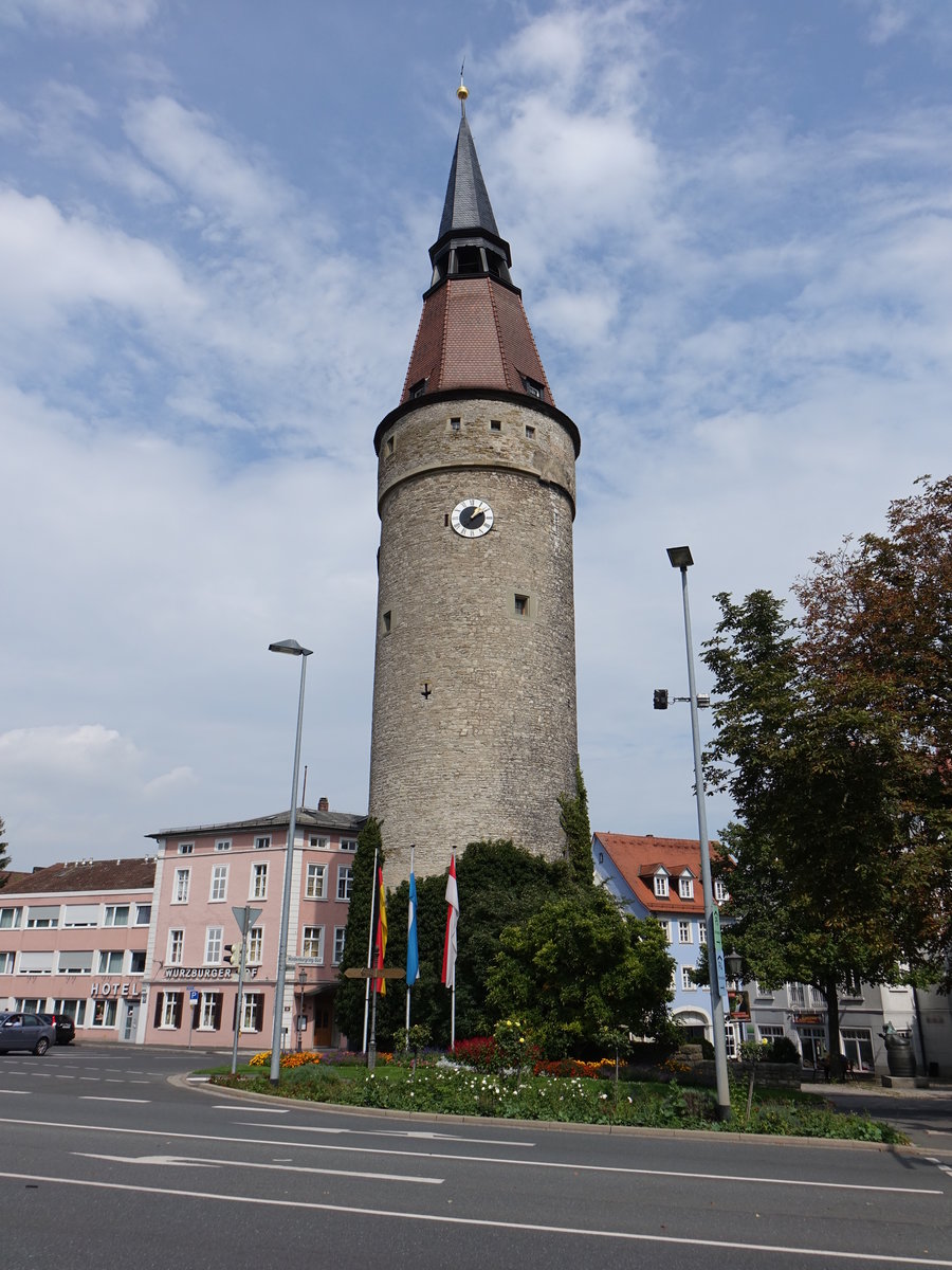 Kitzingen, Falterturm am Hindenburgring, erbaut Ende des 15. Jahrhundert  (27.08.2017)