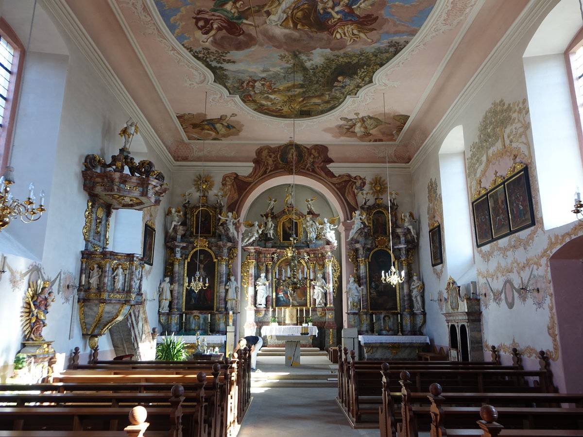 Kleinbardorf barocker Innenraum der kath. Pfarrkirche St. gidius, erbaut von 1709 bis 1712 durch Joseph Greissing (15.10.2018)
