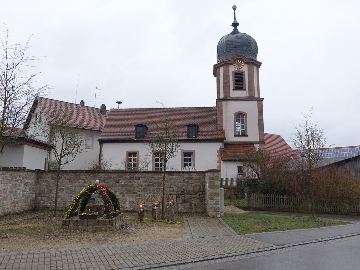 Kleinmnster, evangelische Kirche St. Salvator, erbaut 1688 (25.03.2016)