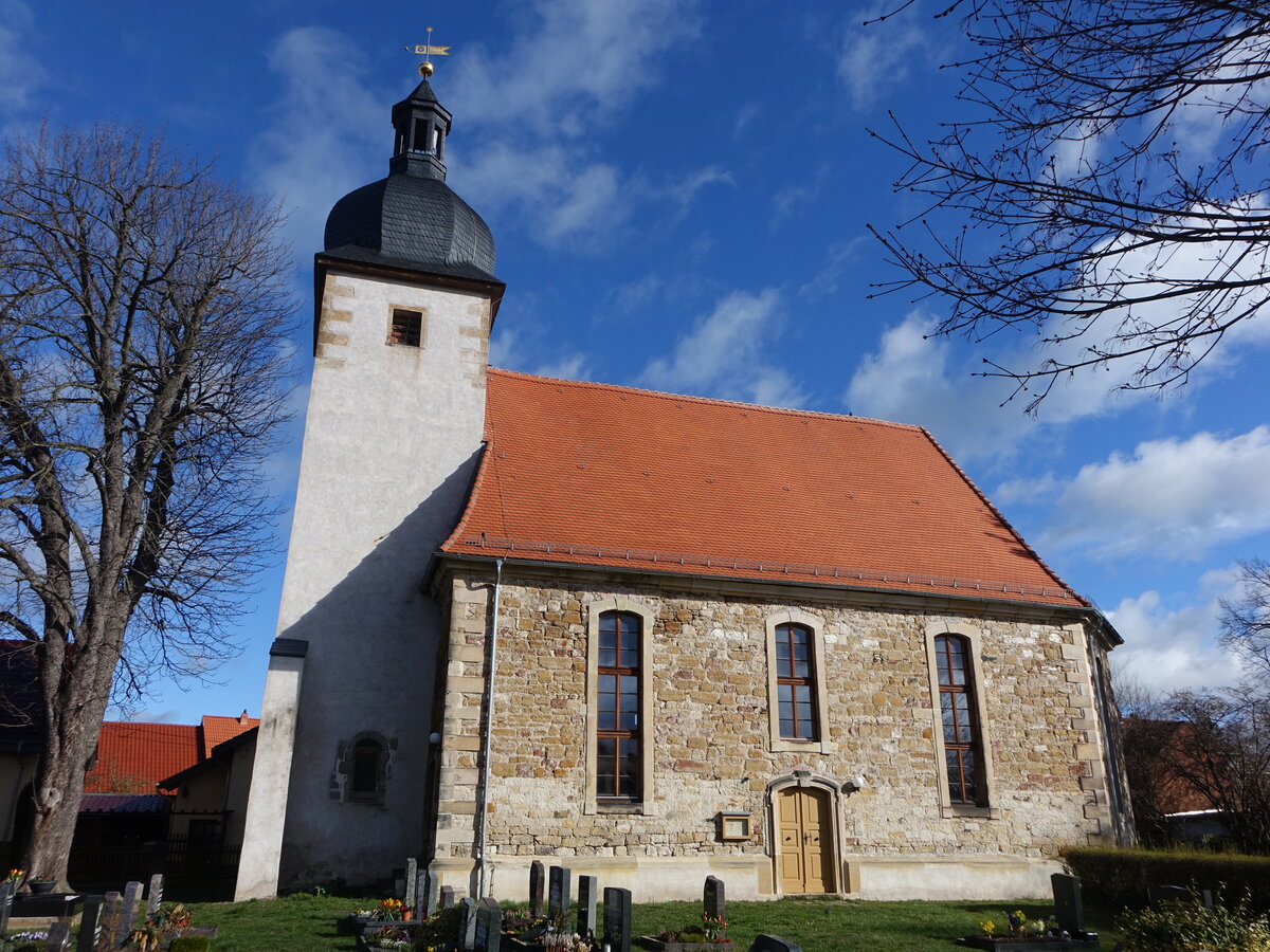 Kleinrettbach, evangelische Dorfkirche St. Severi, erbaut von 1733 bis 1736 (25.03.2023)