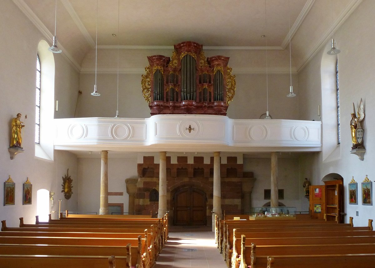 Klingenmnster, Blick zur Orgelempore in der ehemaligen Klosterkirche, Sept.2017