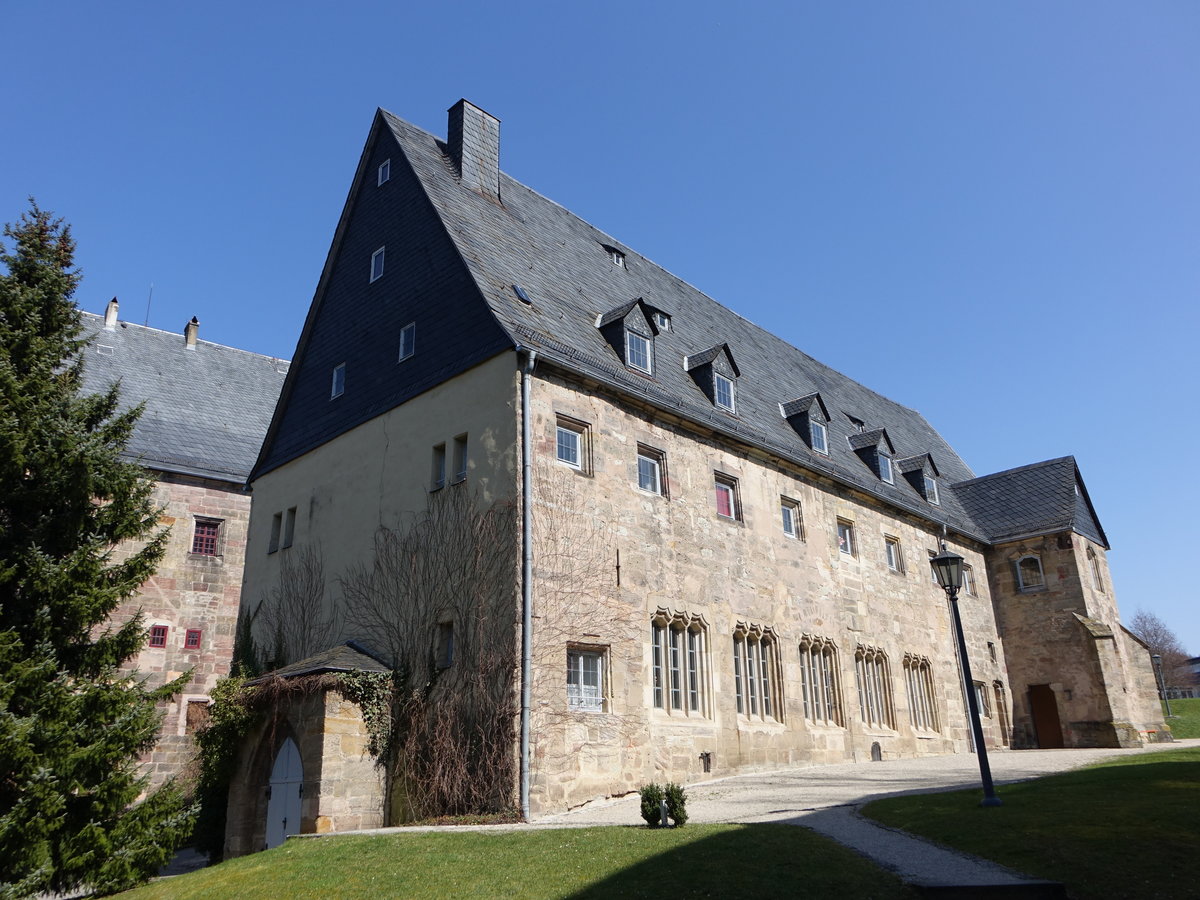 Kloster Mnchrden, ehem. Refrektorium, erbaut 1516 als Wohn- und Speisehause fr die Mnche, wird seit 1980 als evangelisches Gemeindehaus genutzt. (08.04.2018)