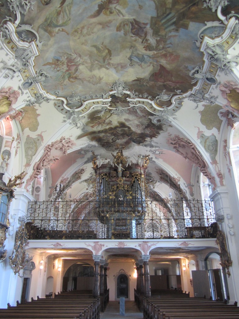 Kloster Wald, Klosterkirche St. Bernhard, erbaut ab 1698, Fresken von 1753 durch 
Andreas Meinrad von Ow, Orgel von 1751 erbaut durch Orgelbauer Johann Georg Aichgasser (22.06.2014)