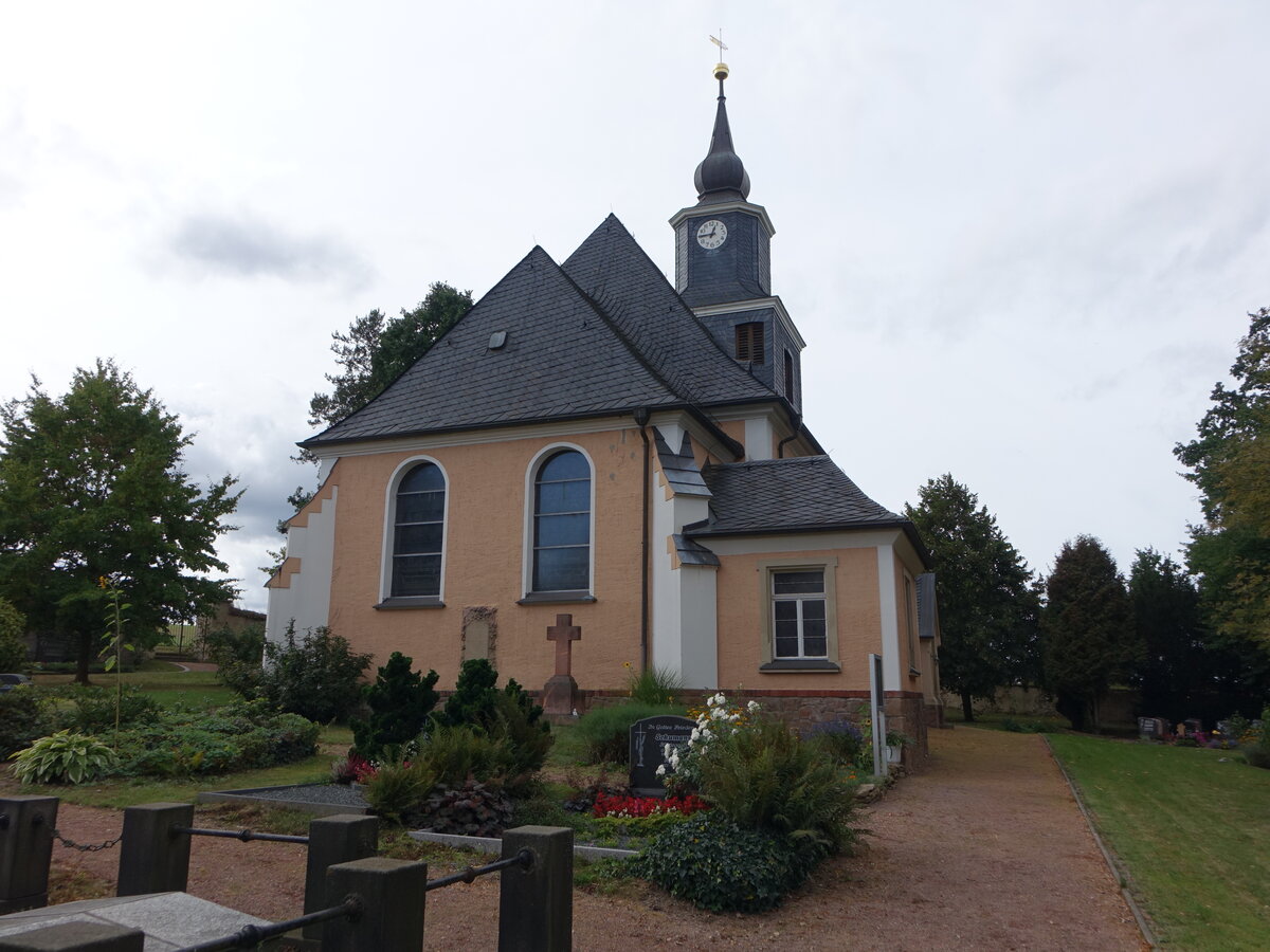 Knobelsdorf, evangelische Kirche, erbaut im 12. Jahrhundert, Umbau 1767 (19.09.2023)
